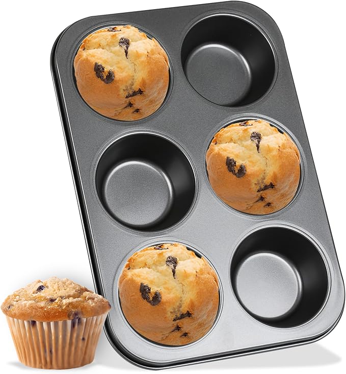 Audingull Jumbo Muffin Pan 6-Cups Cupcake Pan, Premium Large Muffin Tin for Baking, Non-Stick and Thickened Carbon Steel Jumbo Cupcake