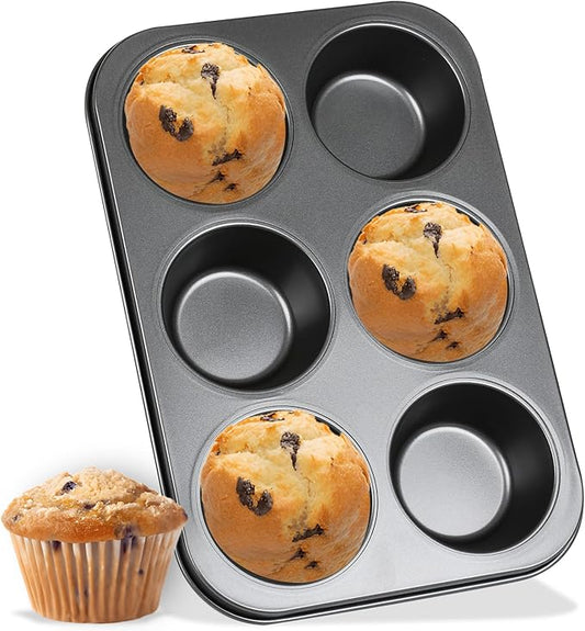 Audingull Jumbo Muffin Pan 6-Cups Cupcake Pan, Premium Large Muffin Tin for Baking, Non-Stick and Thickened Carbon Steel Jumbo Cupcake