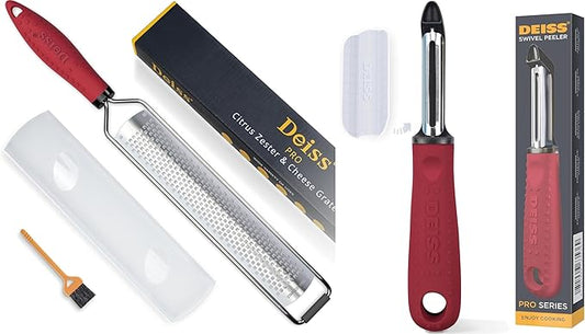 Deiss PRO Lemon Zester & Heavy Duty Cheese Grater and Deiss PRO Premium Swivel Vegetable Peeler