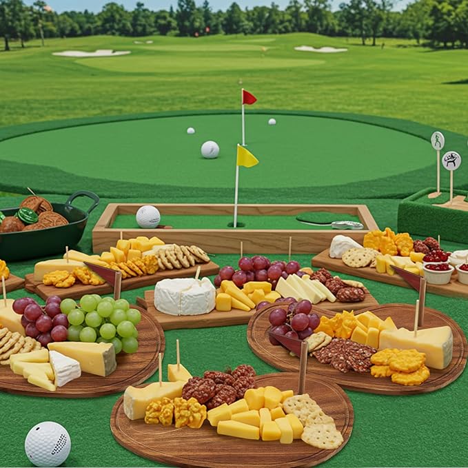 Ziliny Golf Cheese Board Gift Set Party Favor Prizes Charcuterie Wood Board with Knives and Box Father Day Gift for Dad Grandpa Party Tournament Game(Acacia Wood,Golf)
