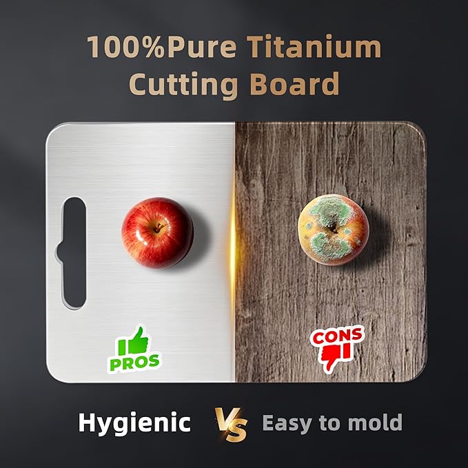 100% Titanium Cutting Board for Kitchen - Dishwasher Safe Chopping Boards with Handle, Reversible Charcuterie Board for Home Counter Outdoor Camping Housewarming Gifts for Women (3 PCS)