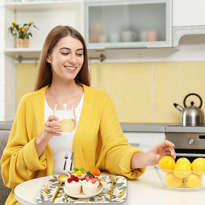 3Pcs Lemon Bird Serving Tray Summer Vintage Melamine Charcuterie Board Cheese Appetizer Board Snack Serving Platter for Home Party Food Supplies