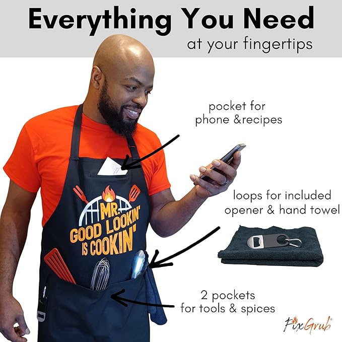 Mr Good Lookin Cooking Apron, Kitchen Apron for Men, Ideal Christmas or Father's Day Gift, Gift Set or Apron Only