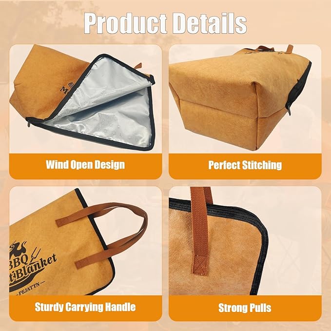 21in BBQ Blanket for Resting Meat Smoking Grilling Meat Insulated Bag for Turkey, Brisket, Beef & Pork Shoulder Reusable BBQ Accessories Gifts for Men, Dad