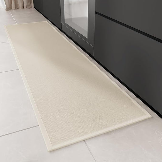 Kitchen Rug, Rubber Non Slip Kitchen Rugs Washable, Absorbent Runner Mat for Floor, Machine Washable Standing Mats for in Front of Sink, Door, Laundry, Entryway, Hallway (Beige, 71" × 17.3")