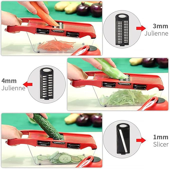 6 in 1 Mandoline Slicer for Kitchen, Multifunctional Veggie Slicer Shredder with Container, Potato Slicer, Vegetable Slicer, Mandoline Food Slicer, Onion Slicer, Essential Kitchen Gadgets
