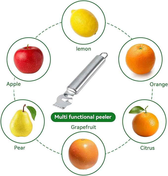 2Pcs Fruit Peelers Lemon Zester Citrus Scraper, Stainless Steel Lemon Lime Orange Peeler Lemon Zest Peeler for Cocktails Kitchen Bar Tool