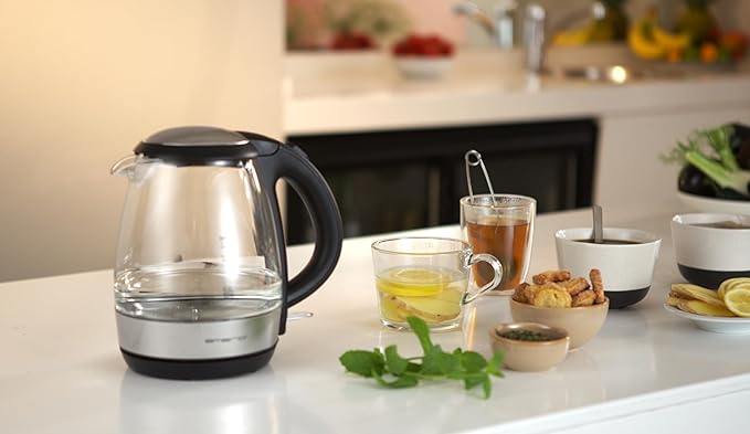 EMERIO WK-125145 Kettle schnurlos Glas, Black, Silver