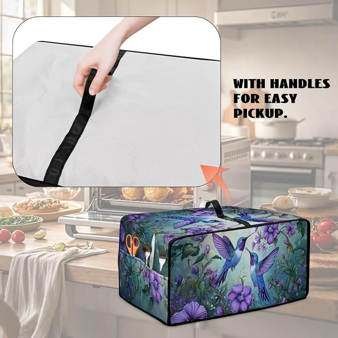 Doojoayie Hummingbird Toaster Cover 4 Slice Appliance Covers for Kitchen Counter 18.5"x14.5"x 9" Universal Fit Dustproof Protector as Kitchen Decoration
