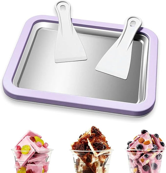 Rolled Ice Cream Maker, At-Home Instant Ice Cream Maker Machine Kit with 2 Spatulas, Parent-Child DIY for Ice Cream/Yogurt/Sorbet (Lavender)
