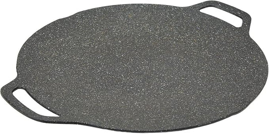Korean Grill Pan with Non Stick Coating BBQ Griddle for Indoor and Outdoor Cooking Black (30cm)