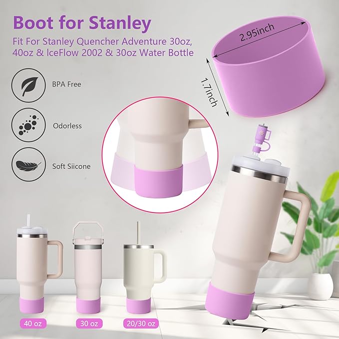 Stanley Cup Accessories Set I Water Bottle Handle Strap, Silicone Cup Boot, Lipstick Holder, Keychain Charms & Handle Charms,Straw Topper Accessories for Stanley Cups 40oz/30oz