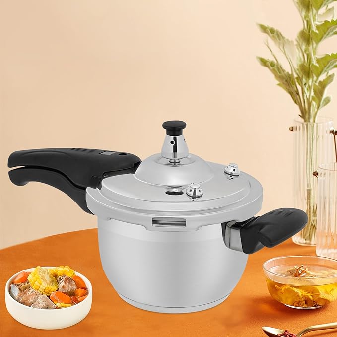 Bokknppo Stainless Steel Pressure Cooker Large Capacity 60Kpa Pressure Pot Explosion-proof Compound Bottom Pressure Canner with Pressure Limiting Valve for Gas Stove Induction Cooker (7L/1.85gal)