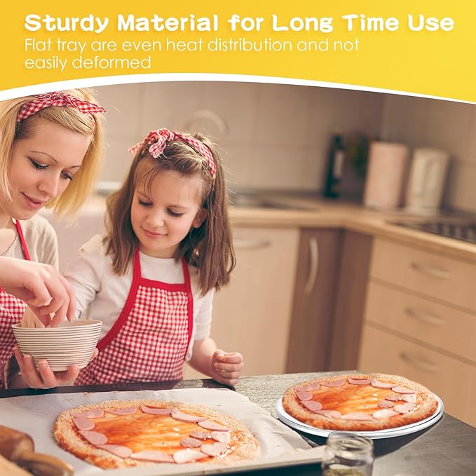 Bokon 12 Pcs 12 Inches Pizza Pan Bulk Restaurant Aluminum Silver Round Pizza Pie Cake Plate Anti Rust Tray for Oven Baking Home Kitchen Easy to Clean