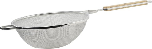 Winco Strainer, 10.25-Inch Diameter, Fine Double Mesh, Medium, Tin, Tan
