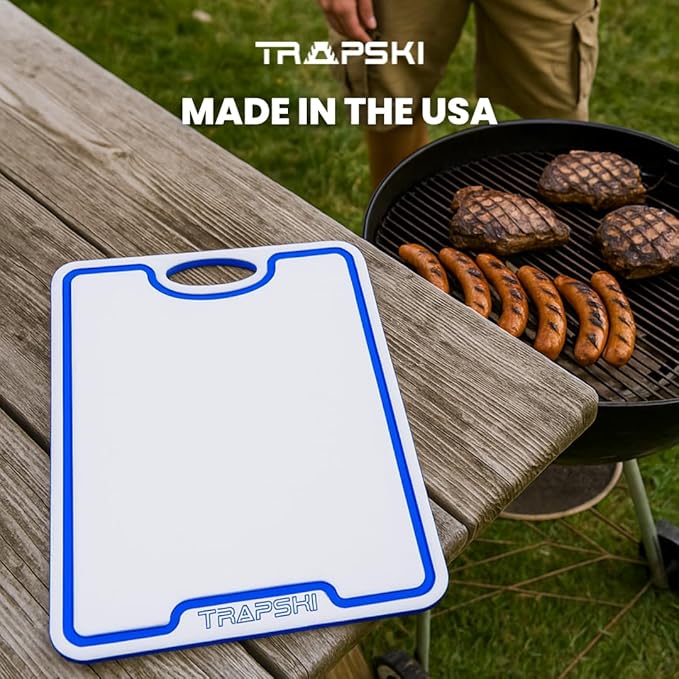 Premium 1/2 Inch Textured Plastic Cutting Chopping Boards | Food-Grade, Dishwasher Safe with Wide Juice Grooves | Easy Grip Handle