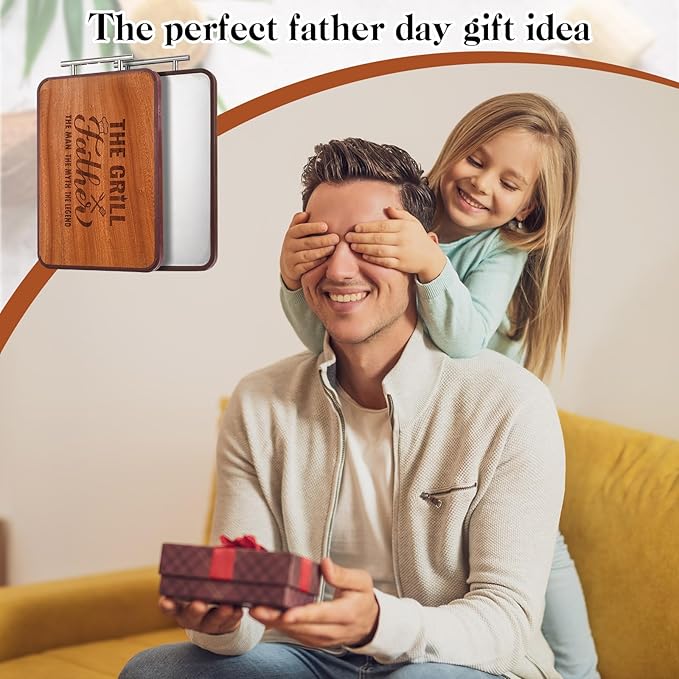 Christmas Gift for Dad- Grill Cutting Board Double Sided Wood&Titanium Cutting Boards Engraved Charcuterie Board Unique Gifts from Daughter Son (Dad)