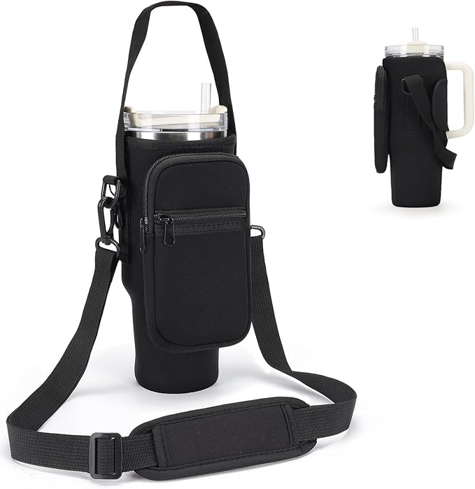 Water Bottle Carrier Bag for Stanley 40/30 oz Tumbler with Phone Pocket Neoprene Water Bottle Holder with Shoulder & Handheld Strap Stanley Cup Accessories