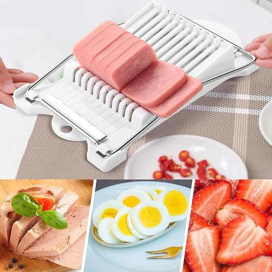 Spam Musubi Mold, 4 Pcs Musubi Maker Kit Spam Slicer Musubi Press Sushi Rice Onigiri Mold Set Egg Cutter for Luncheon Meat Hot Dog Cheese Strawberry Lunch Bento (4pc-Beige/Blue)
