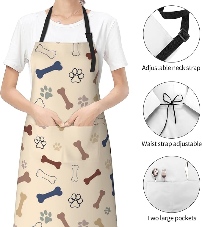 Apron with Pockets Aprons for Women Men Kitchen Chef Apron for Cooking Gardening Server Waitress Painting