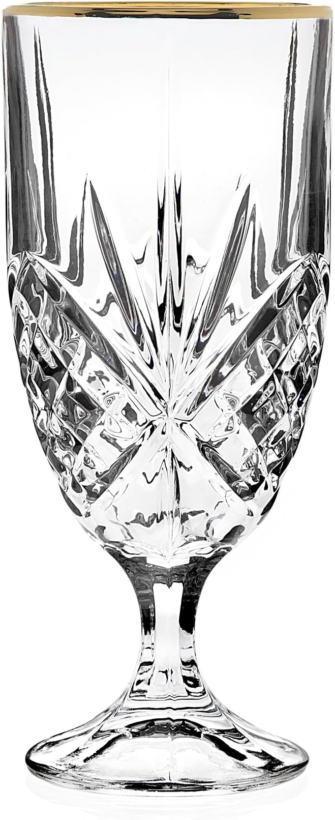 Godinger Iced Beverage Glasses, Gold Banded - Dublin Crystal, Set of 4 (Pack of 2)