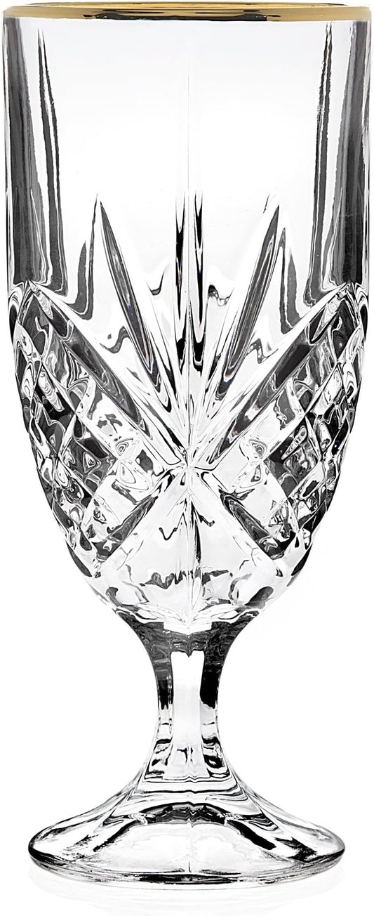 Godinger Iced Beverage Glasses, Gold Banded - Dublin Crystal, Set of 4 (Pack of 2)