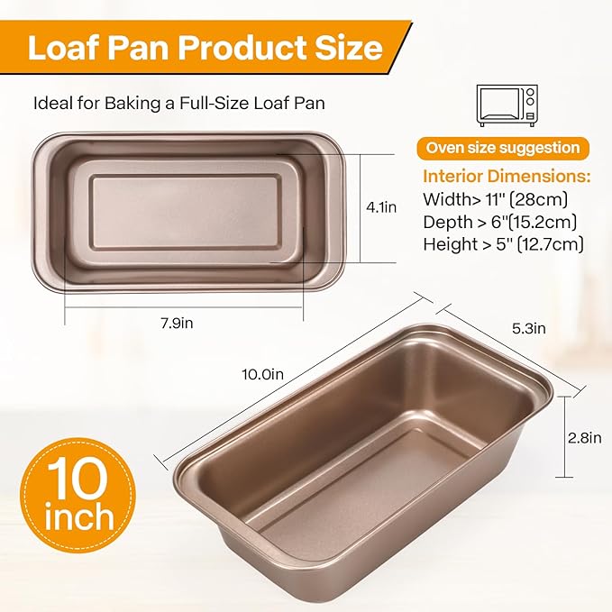 Spmarkt 2pack Loaf Pan, 10inch Banana Bread Pan, Non-Stick Banana Bread Pan, Stackable Bread Pans for Homemade Bread, 10x5inch Small Bread Pans for Baking