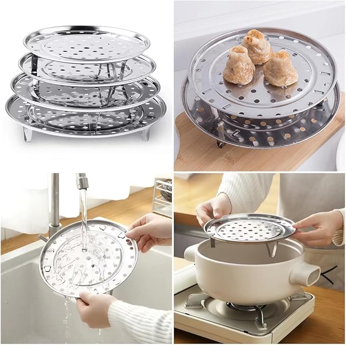8.7-inch Dia Stainless Steel Steamer Rack with Removable Legs Kitchen Utensils for Steaming Baking