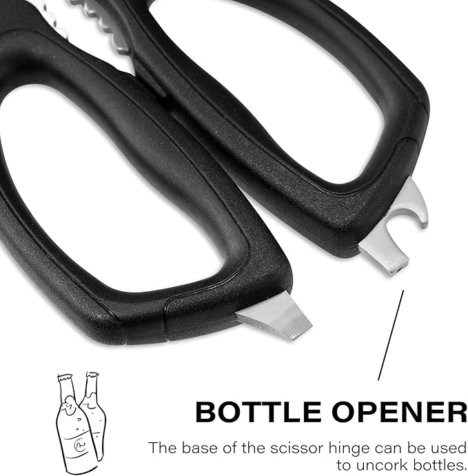 Kitchen Scissors Come Apart Kitchen Shears Premium Stainless Steel Scissors for Food Heavy Duty Shears for Chicken Bone Nutcracker Bottle Can Opener 02B