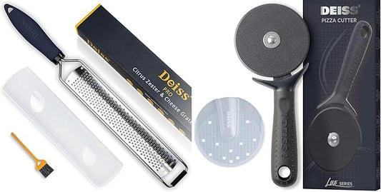 Deiss PRO Lemon Zester & Heavy Duty Cheese Grater and Deiss Lux Heavy Duty Pizza Cutter