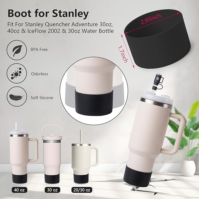 Stanley Cup Accessories Set I Water Bottle Handle Strap, Silicone Cup Boot, Lipstick Holder, Keychain Charms & Handle Charms,Straw Topper Accessories for Stanley Cups 40oz/30oz
