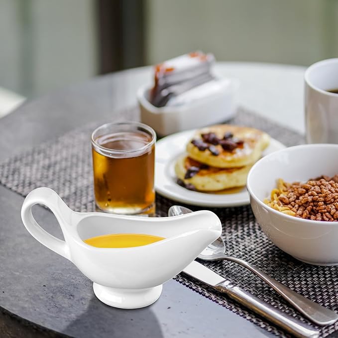Zerodeko Sauce Pot Kettle Sauce Serving Bowls Dispensers Honey Server Small Side Dishes Dishes Tray Mini Appetizer Plates Side Seasoning Dish Gravy Boat Mini Fridge Lid Ceramics White