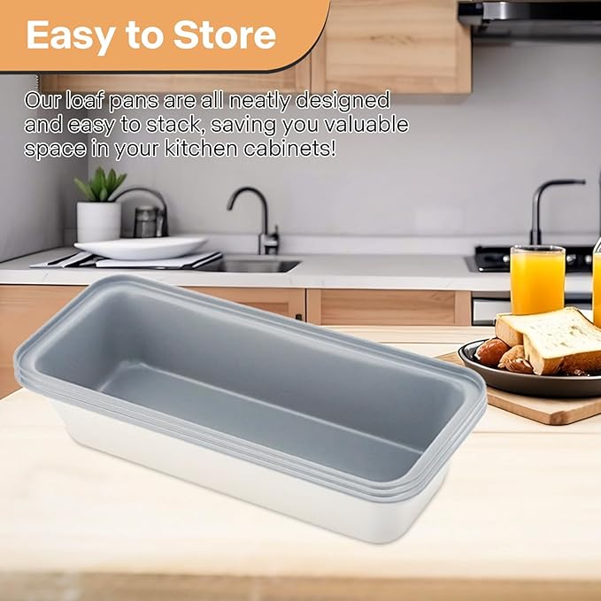 3-Pack 13×4 Inch Loaf Pan for Baking Bread, Nonstick Carbon Steel Bread Pan, Rust-Resistant & Warp-Resistant Full-Size Large Loaf Pan for Homemade Bread, Banana Loaf and Meatloaf