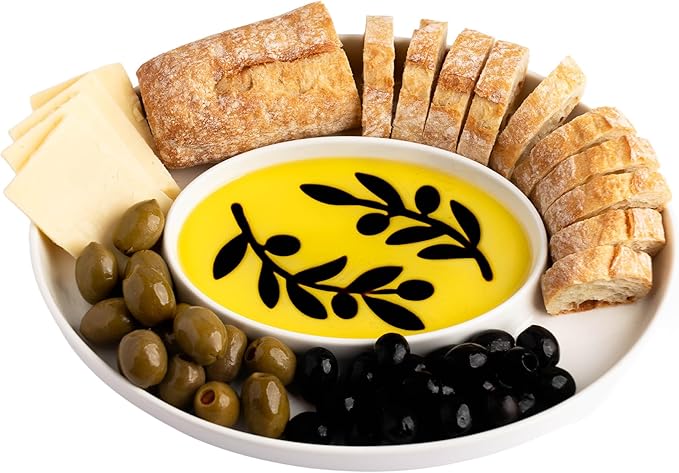 Chip and Dip Serving Set - 14"x10.5" Porcelain Serving Tray for Olive Oil, Balsamic Vinegar, Veggie Tray, Fruit Platter, Caviar Serving Set, Hosting Essentials, Party Trays and Platters