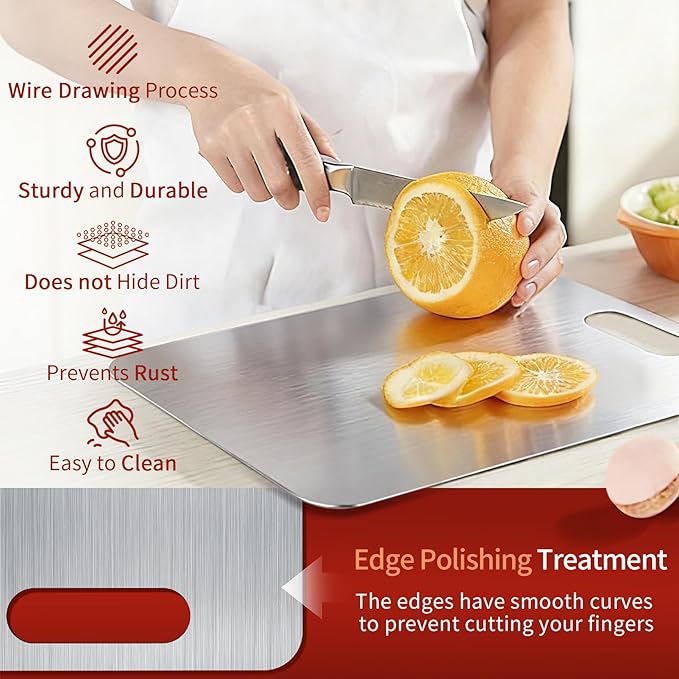 Titanium Cutting Board - 2026 New Upgrade 100% Pure Titanium Cutting Boards for Kitchen Double Sided Non Toxic Titanware Cutting Board,Hygiene Durable Dishwasher Safe Chopping Board(13.7" x 9")