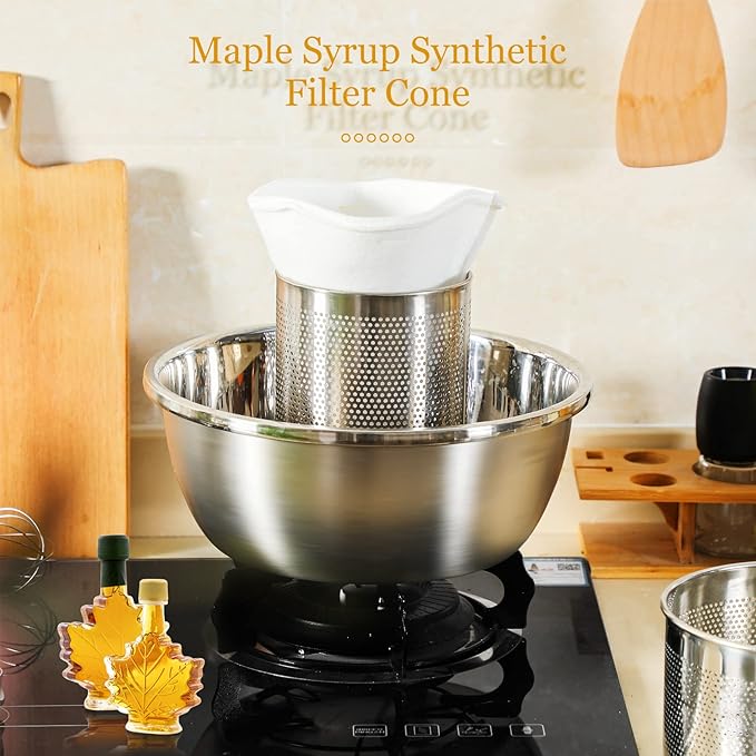 12 Pieces Maple Syrup Filter Set Maple Syrup Reusable Synthetic and Pre Filters Cone for Sap Collection Non Woven Cooking Oil Grease Strainer for Hotels Restaurants Cafe Food Trucks Kitchens