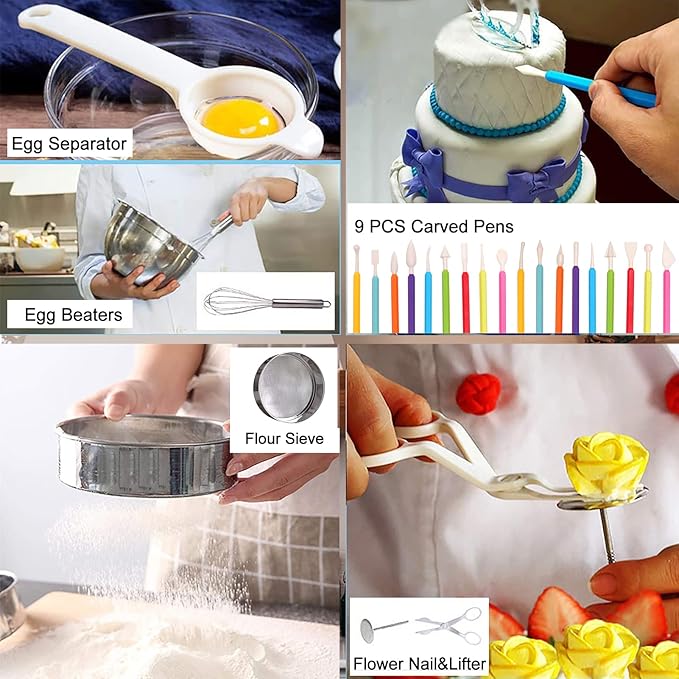 Cake Decorating Kits 567 PCS Baking Set with Springform Pans Set, Rotating Turntable, Decorating Tools, Cake Baking Supplies for Beginners and Cake Lovers (567 PCS Cake Decorating Kits)