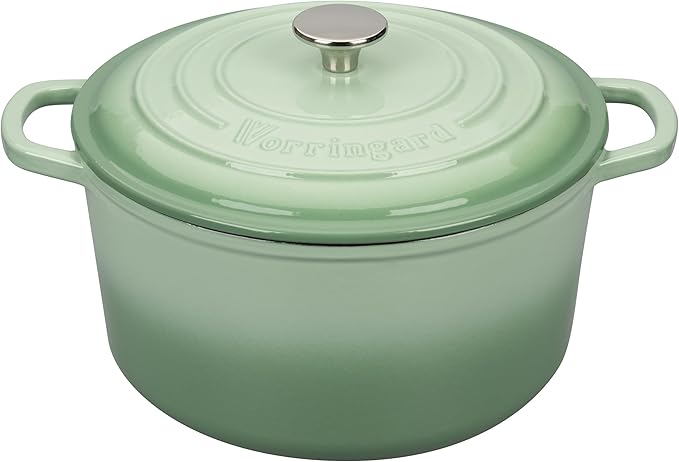 VORRINGARD Enameled Cast Iron Dutch Oven Pot with Lid, for Sourdough Bread Baking, Round Dutch Ovens, 4.5 Quart, Green