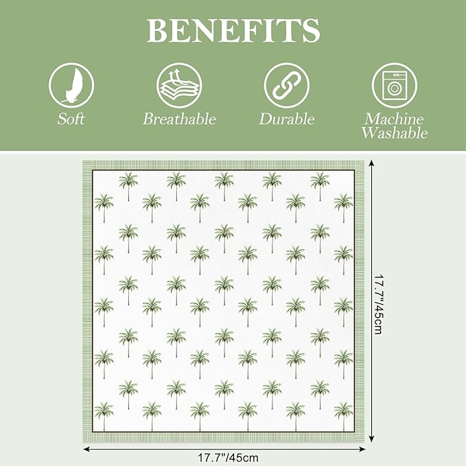 Palm Trees Print Cloth Napkins 100% Cotton, 18" X 18" Dinner Napkins Cloth Set, Washable Napkins for Home, Kitchen, Dinner, Party, Wedding, Cocktail, Set of 6