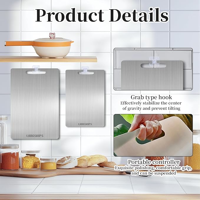 LANGSKIP'S Katuchef Titanium Cutting Boards for Kitchen, Metal Cutting Boards for Kitchen,Dishwasher Safe,Titan Pro Cutting Board Titanium for Meats, Fruits and Vegetables, 1 Pack 13.4 x 9 Inch