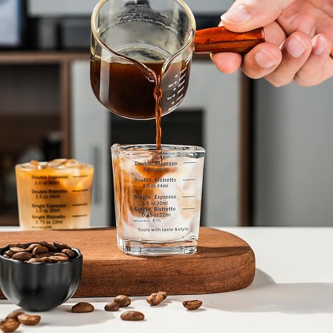 NCnnwovf 60ml Espresso Shot Glass,Heavy Sturdy Shot Glass Measuring Cup for Coffee,Milk,Cocktails,Tequila(Square-1pack)