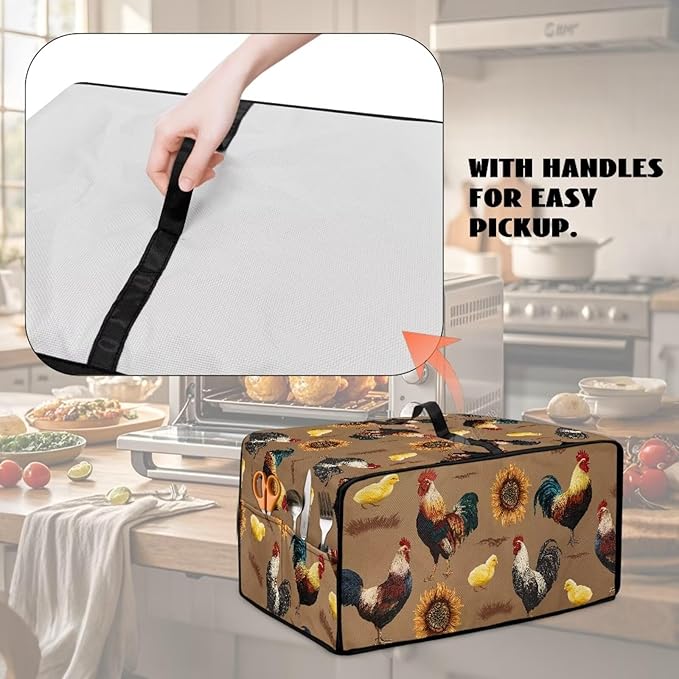 Doojoayie 6 Slice Toaster Oven Covers for Kitchen Counter Sunflower Toaster Cover 19.7"x16"x 10" Small Appliance Dust Protector Kitchen Decoration Gifts for Women