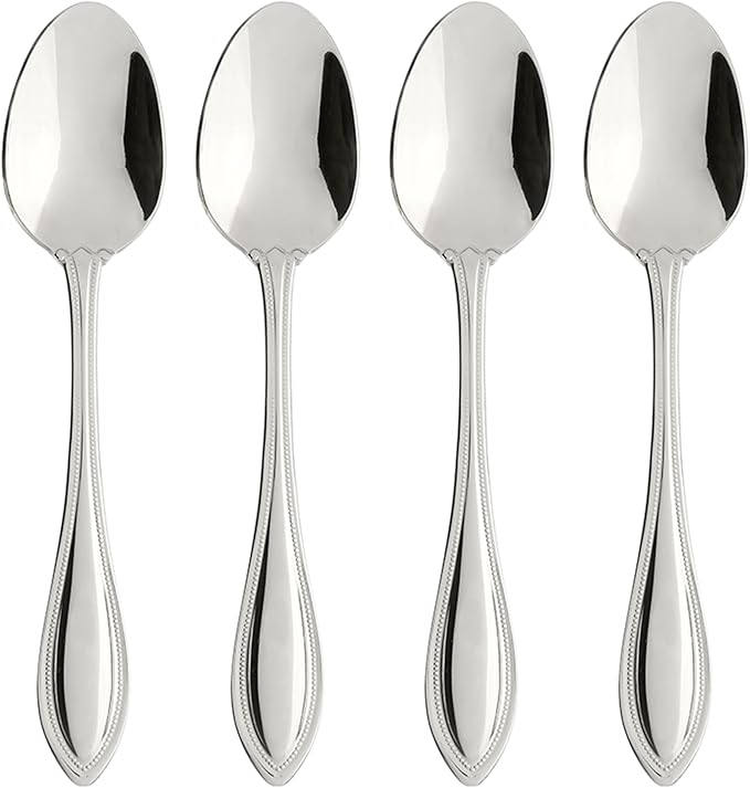 Oneida Silverware Set, American Harmony Everyday Teaspoons Flatware Set, Service For 4, 18/10 Stainless Steel, Dishwasher Safe, Home And Kitchen Utensils Sets, Spoon, Tea spoon (Silver, 4 Piece)