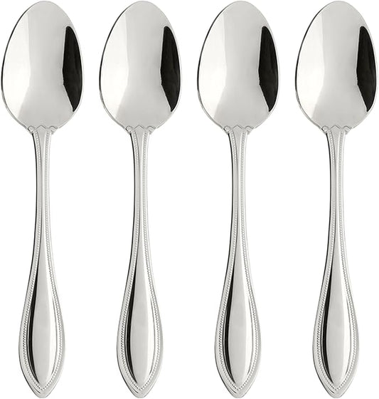 Oneida Silverware Set, American Harmony Everyday Teaspoons Flatware Set, Service For 4, 18/10 Stainless Steel, Dishwasher Safe, Home And Kitchen Utensils Sets, Spoon, Tea spoon (Silver, 4 Piece)