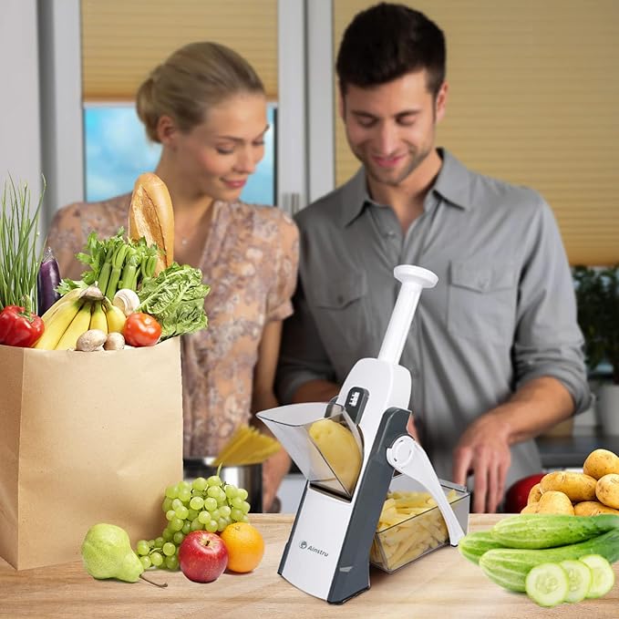 Vegetable Chopper Mandoline Slicer Adjustable Vegetable Cutter Safe Multi-purpose Food Vegetable Slicer for Kitchen (Gray)