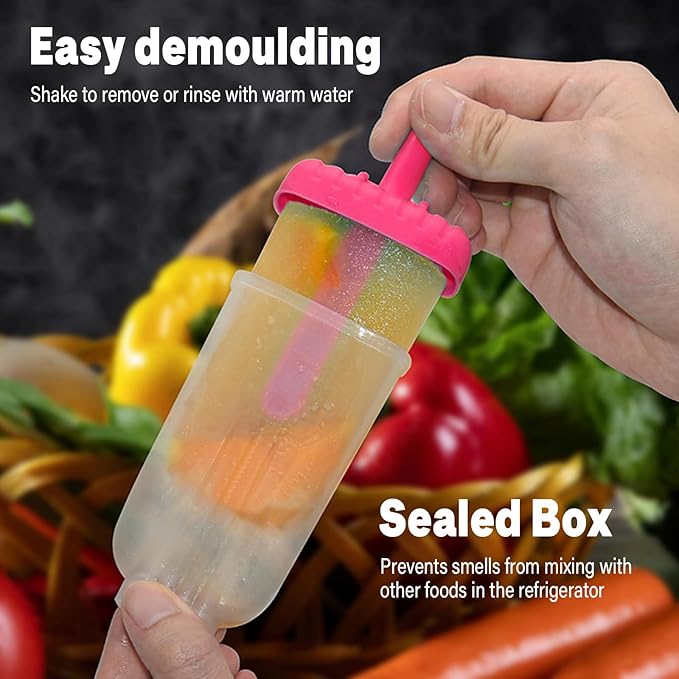 New Resunable Popsicles Molds,Pack of 6 Pce Ice Popsicle Maker- Food Grade BPA Free,Easy-Release Ice Pop Molds,Diy Homemade Popsicle Molds with Resunable Popsicle Sticks (Rose Red)
