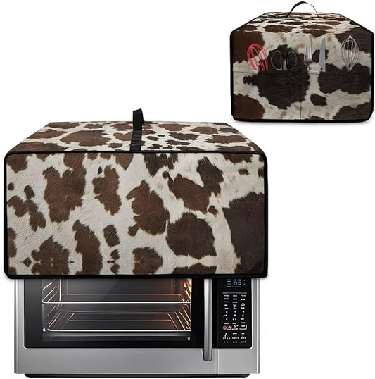 Doojoayie Brown Cow Print Toaster Oven Cover 6 Slice Bread Machine Cover Universal Fit Small Appliance Dust Protector Simple Style Kitchen Decoration