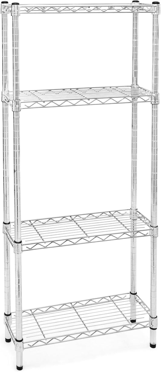 Shelving Inc. 8" d x 24" w x 84" h Chrome Wire Shelving with 4 Tier Shelves, Weight Capacity 800lbs Per Shelf