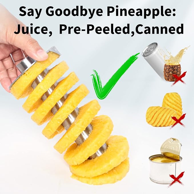 Newness Pineapple Corer and Slicer Tool, Robust Pineapple Core Remover with Upgraded Cutter & Reinforced Thicker Blade, Stainless Steel Kitchen Fruit Gadget for Diced Pineapple Rings (Grey)