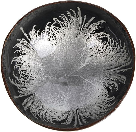 ChezMax Natural Coconut Bowl Mother of Pearl Inlaid Shell Bowls Key Bowl for Entryway Table Candy Container Nuts Holder Fruits & Dry Snack Storage Bowl Round Handcrafted Bowl for Decoration